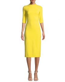 Alice   Olivia Delora Fitted Mock-Neck Midi Dress at Neiman Marcus